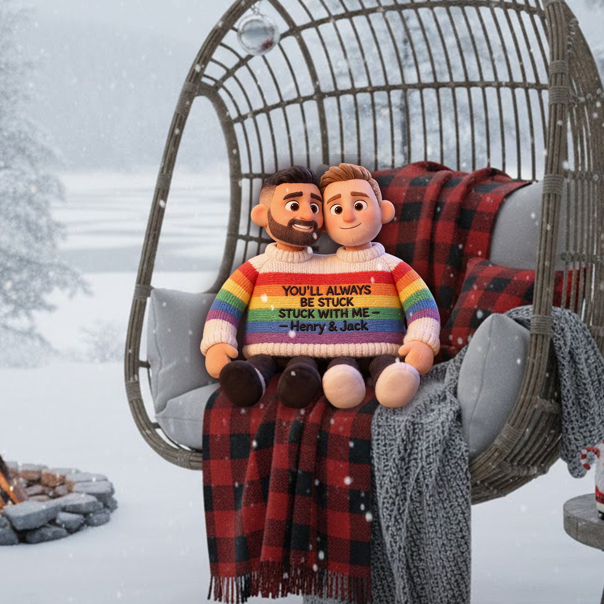 Personalisierte LGBT Unterstützung Premium Kunstfell Kissen