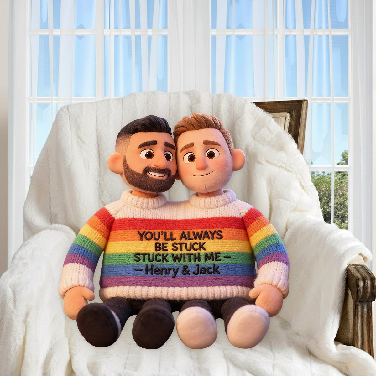 Personalisierte LGBT Unterstützung Premium Kunstfell Kissen