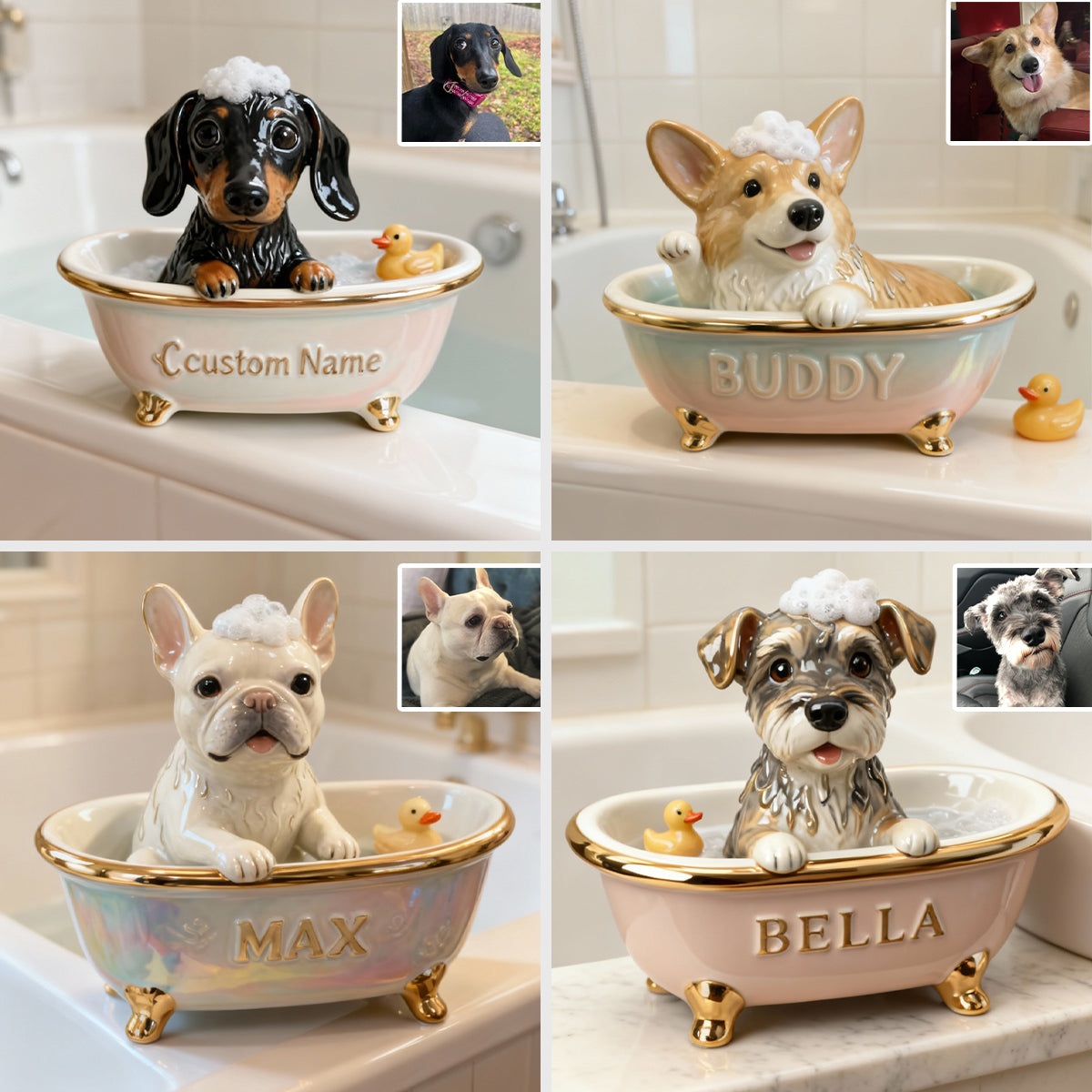 Wunderschöne Badezimmerdekoration für Hunde- und Katzenliebhaber – personalisierte Acrylplakette in Hundeform