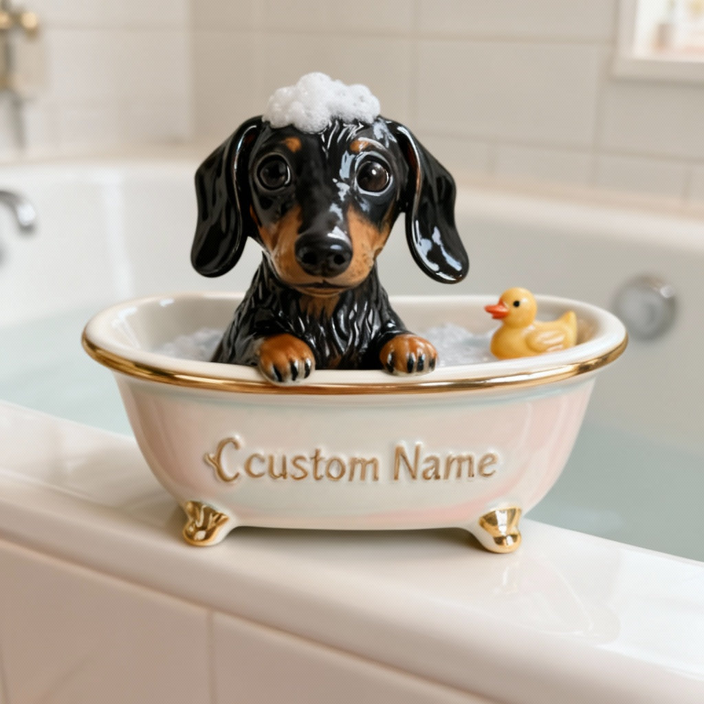 Wunderschöne Badezimmerdekoration für Hunde- und Katzenliebhaber – personalisierte Acrylplakette in Hundeform