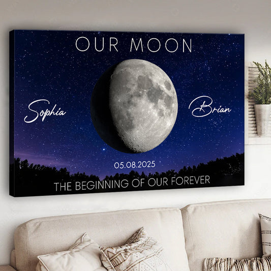 Our Moon Couple Gift Moon Phase Art Anniversary - Personalized Couple Canvas And Poster
