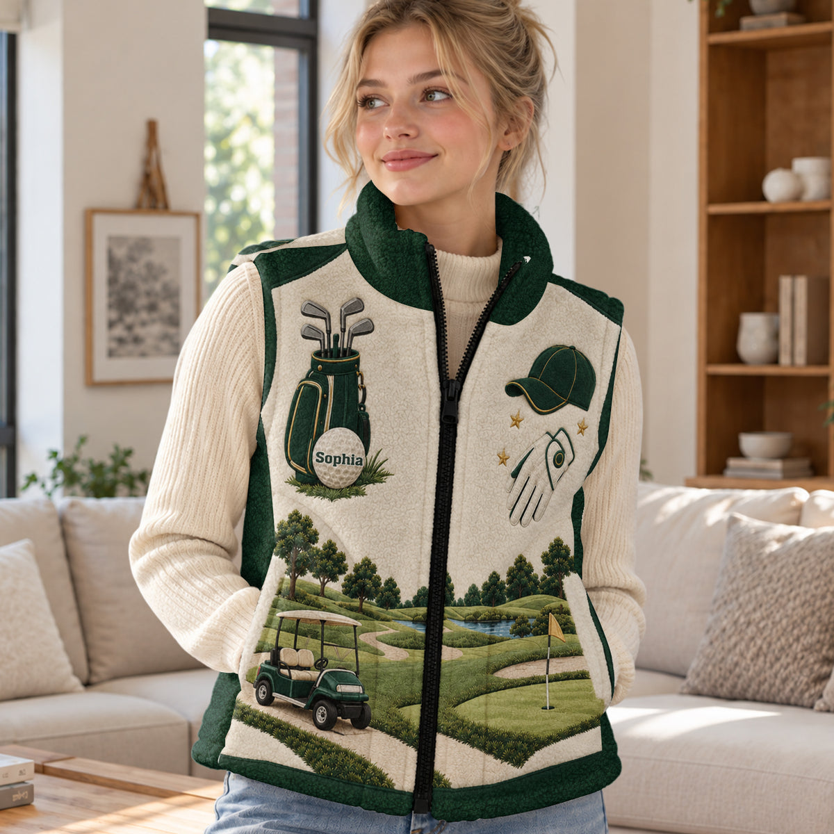Golf Club - Personalized Golf Flannel Fleece Vest