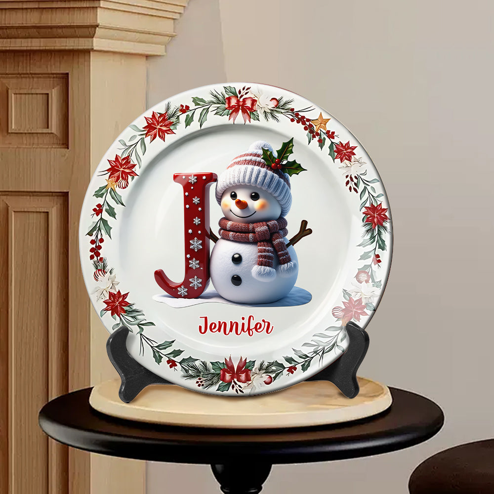 Frohe Weihnachten – Personalisierter runder Keramikteller für die Familie