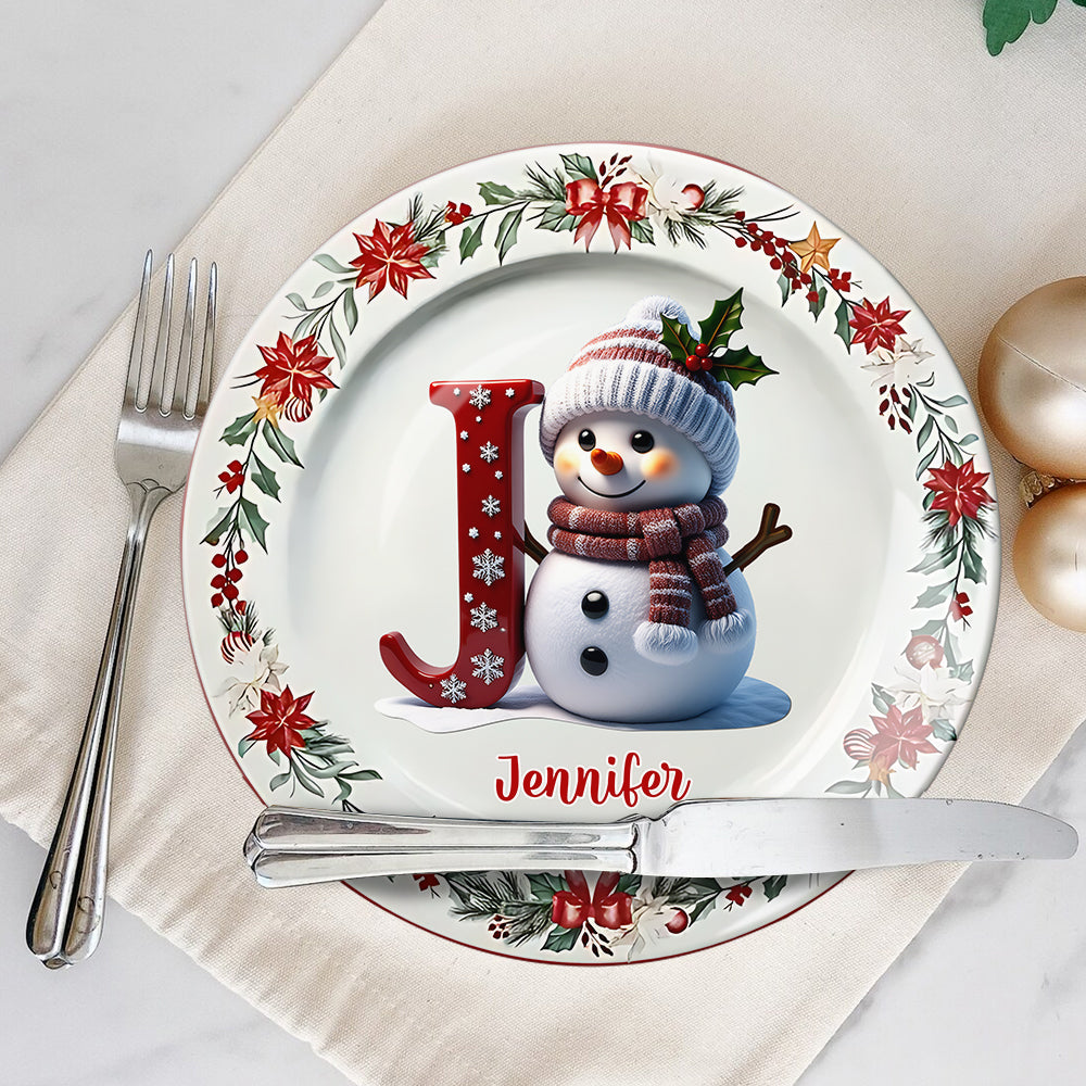 Frohe Weihnachten – Personalisierter runder Keramikteller für die Familie