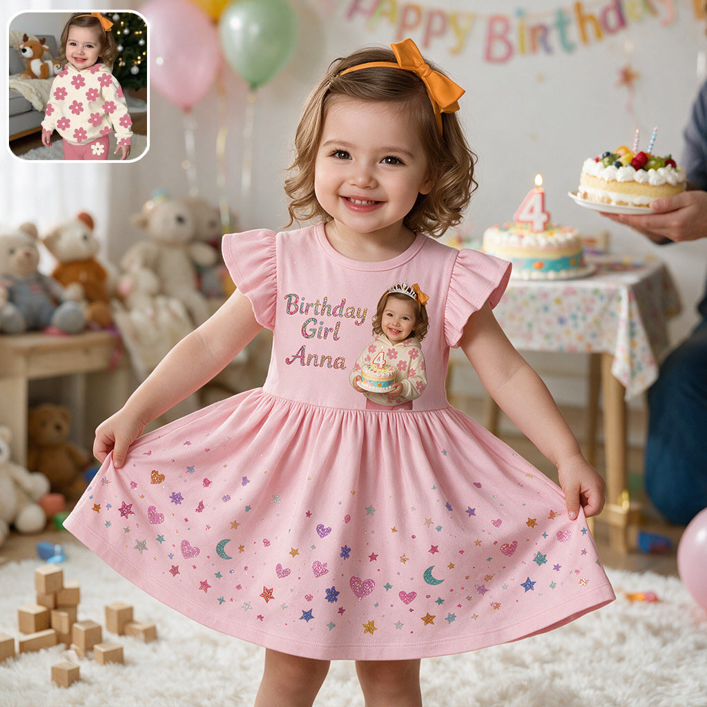 Robe d'anniversaire, Personnalisée à partir de n'importe quelle photo - Robe à volants d'anniversaire personnalisée