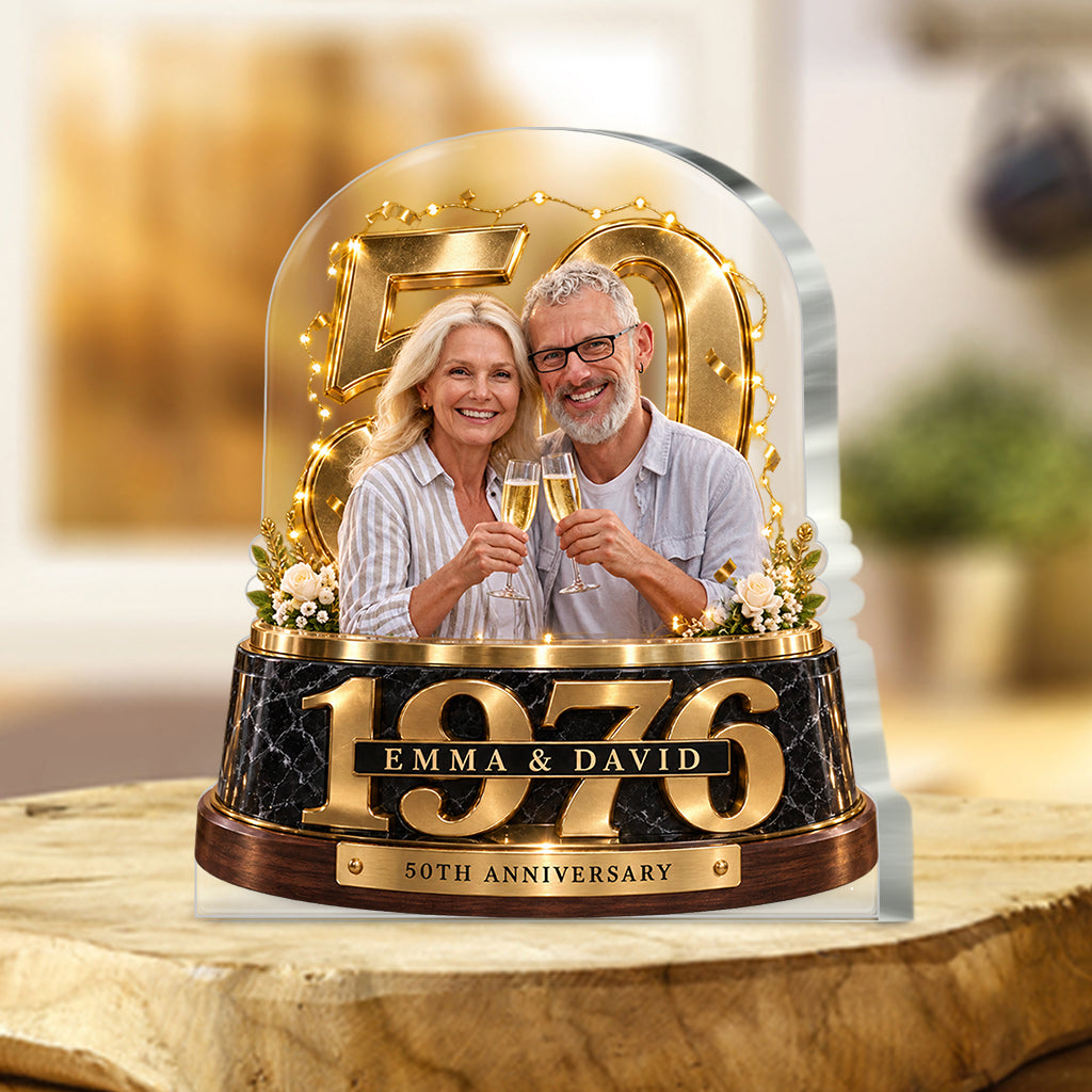 Personalized Couple Gift, Romantic Anniversary Figurine for Husband Wife with Names and Date, Boyfriend Girlfriend Gift - Personalized Couple Custom Shaped Acrylic Plaque