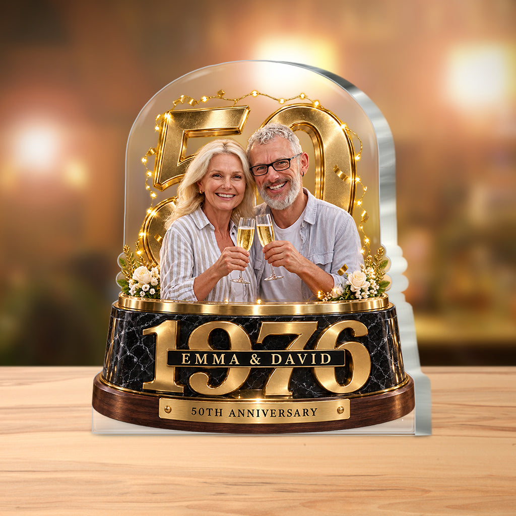Personalized Couple Gift, Romantic Anniversary Figurine for Husband Wife with Names and Date, Boyfriend Girlfriend Gift - Personalized Couple Custom Shaped Acrylic Plaque