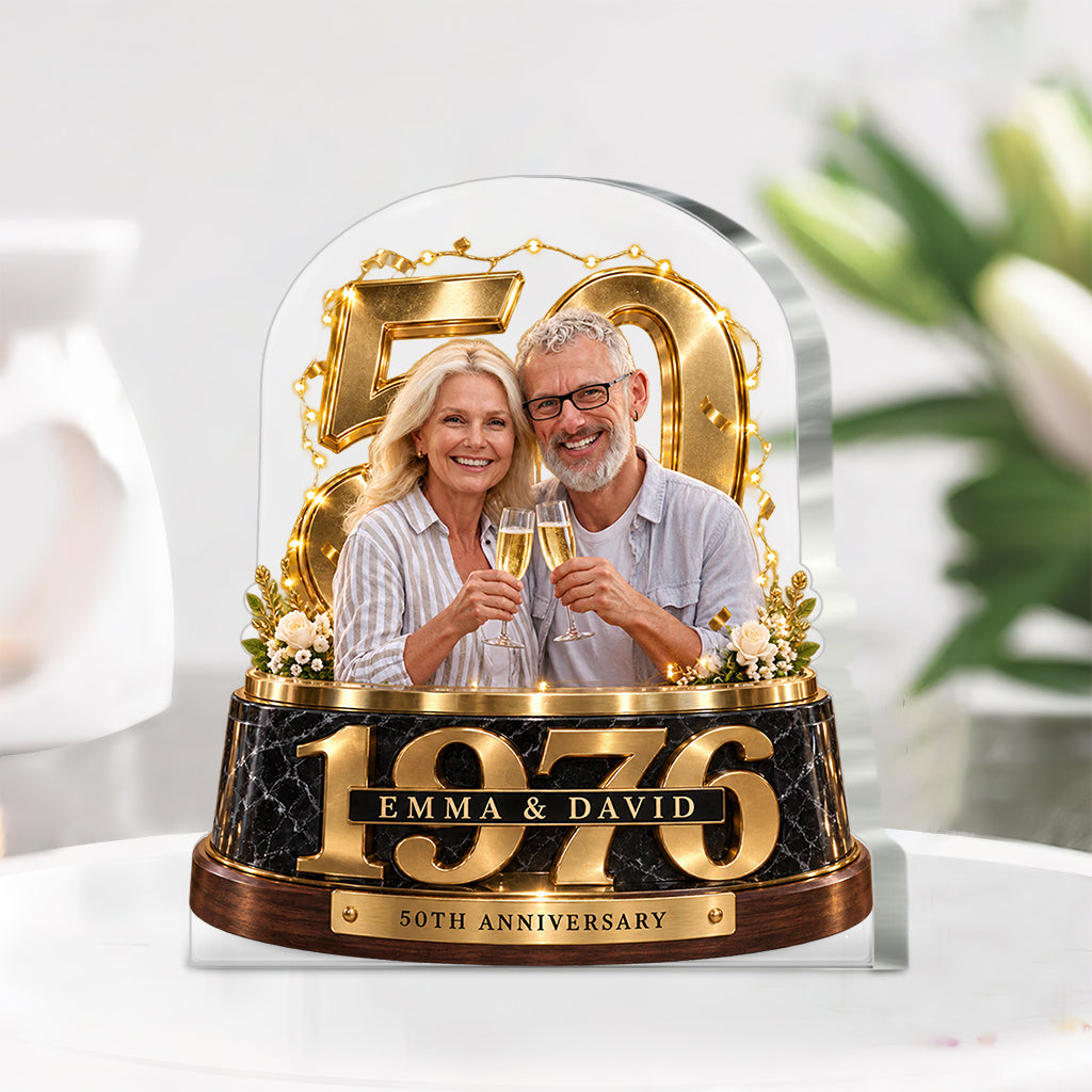 Personalized Couple Gift, Romantic Anniversary Figurine for Husband Wife with Names and Date, Boyfriend Girlfriend Gift - Personalized Couple Custom Shaped Acrylic Plaque