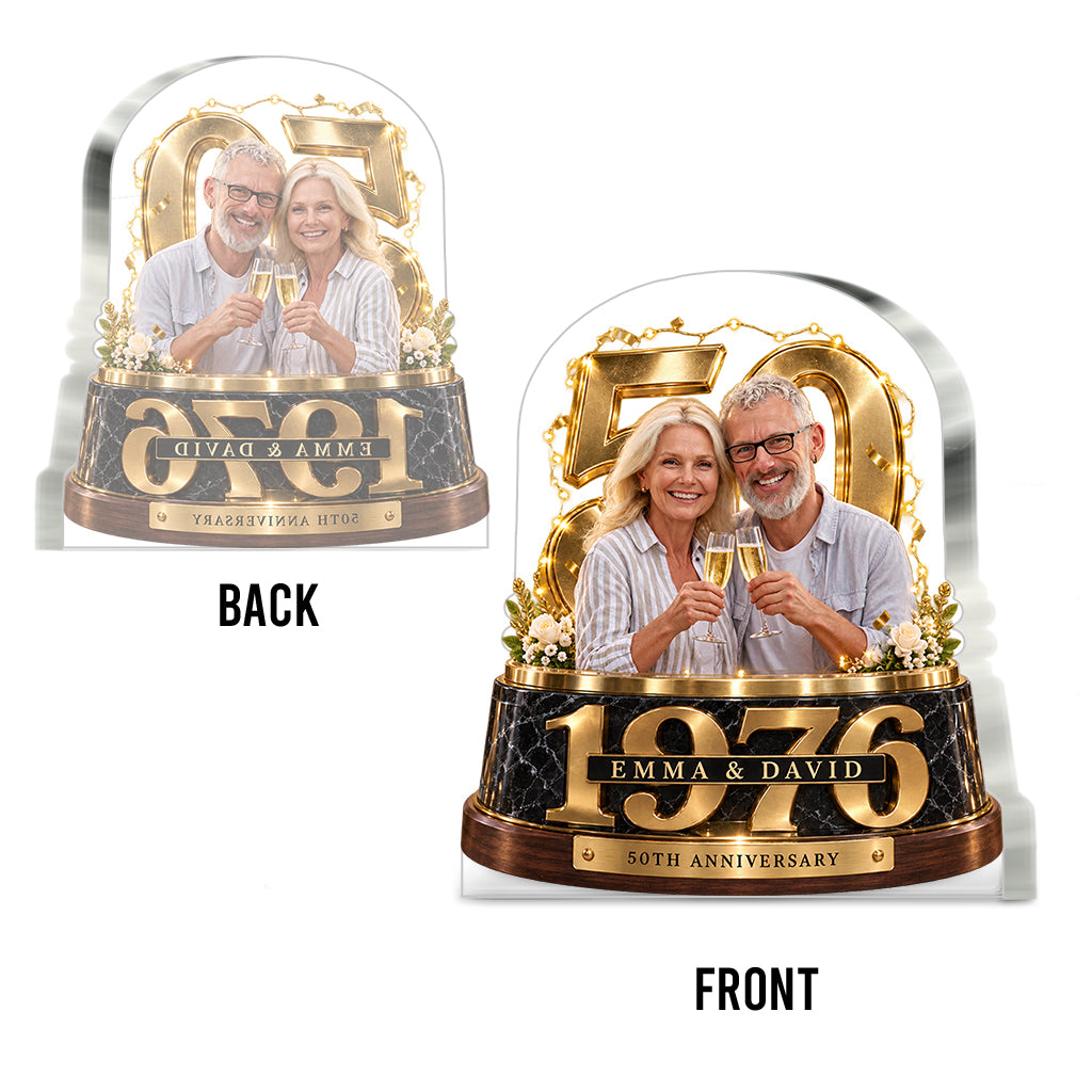 Personalized Couple Gift, Romantic Anniversary Figurine for Husband Wife with Names and Date, Boyfriend Girlfriend Gift - Personalized Couple Custom Shaped Acrylic Plaque