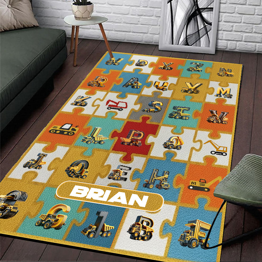 Construction de l'alphabet - Tapis enfant personnalisé