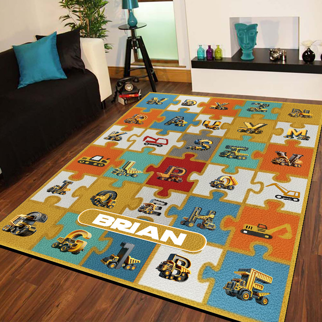 Construction de l'alphabet - Tapis enfant personnalisé