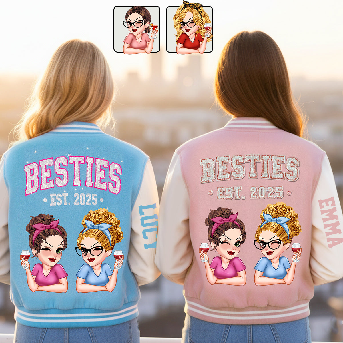 Meilleures amies pour toujours - Veste universitaire personnalisée pour meilleures amies