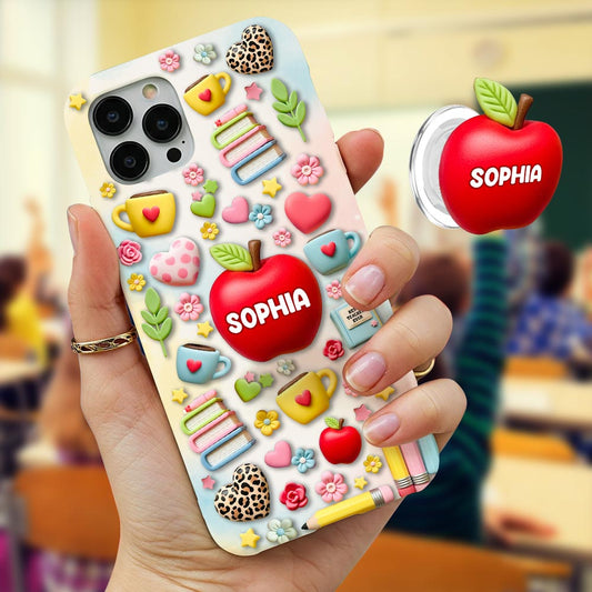 Meilleur professeur du monde - Coque de téléphone et support de téléphone personnalisés avec impression intégrale - Meilleur professeur