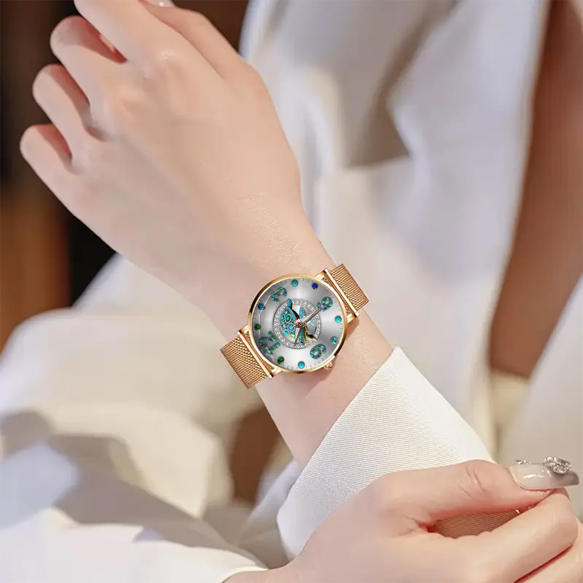 Montre-bracelet personnalisée pour femme Love Turtle - Tortue