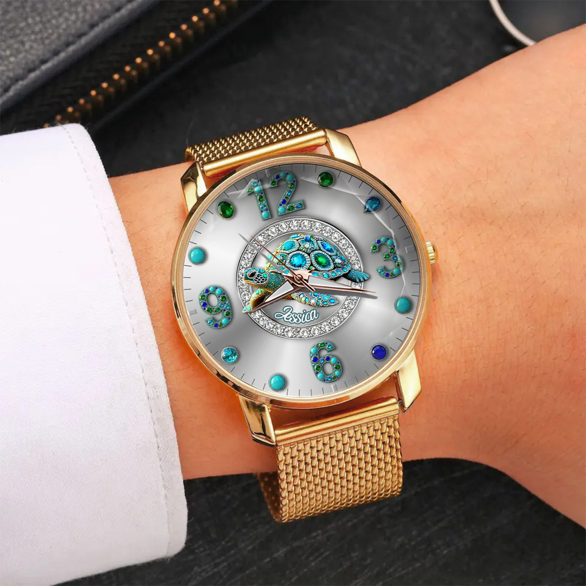 Montre-bracelet personnalisée pour femme Love Turtle - Tortue