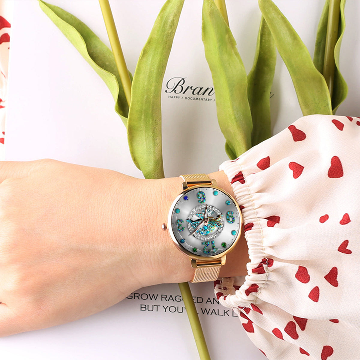 Montre-bracelet personnalisée pour femme Love Turtle - Tortue