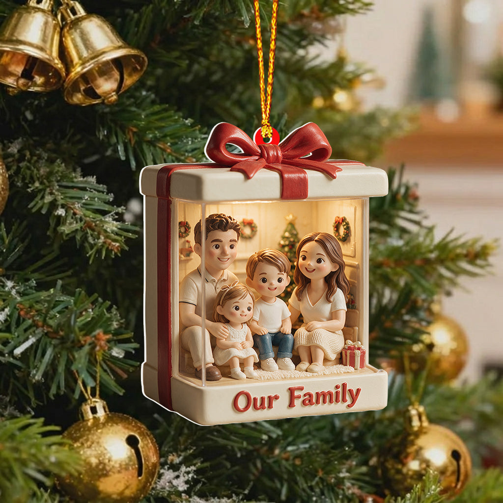 A Little Box of Christmas Joy - Personalized Family Premium 3D Ornament