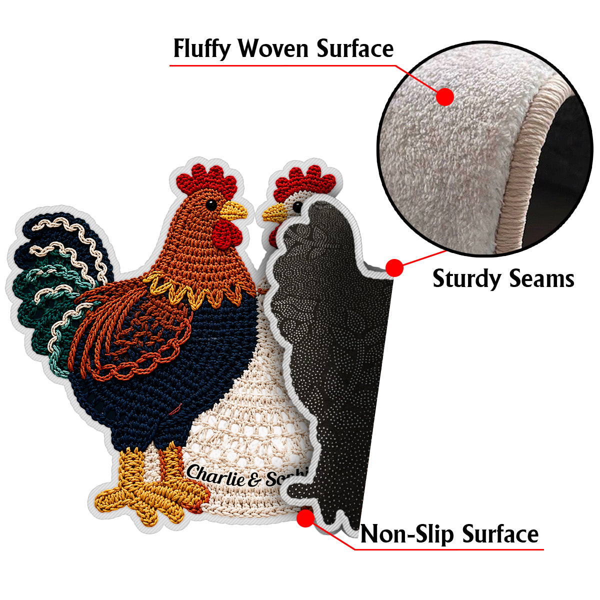 You & Me Couple Gift - Personalized Chicken Non-Slip Tufted Rug
