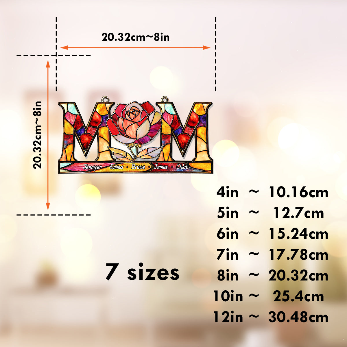 Mom Flower - Personalized Mother Window Hanging Suncatcher Ornament