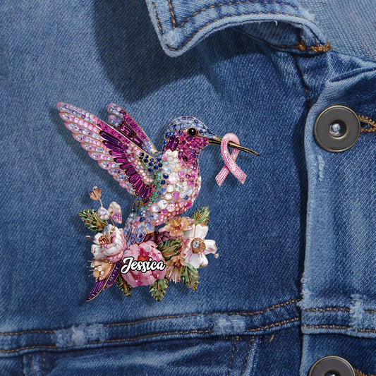 Colibri, symbole de sensibilisation au cancer du sein - Épinglette personnalisée de sensibilisation au cancer du sein