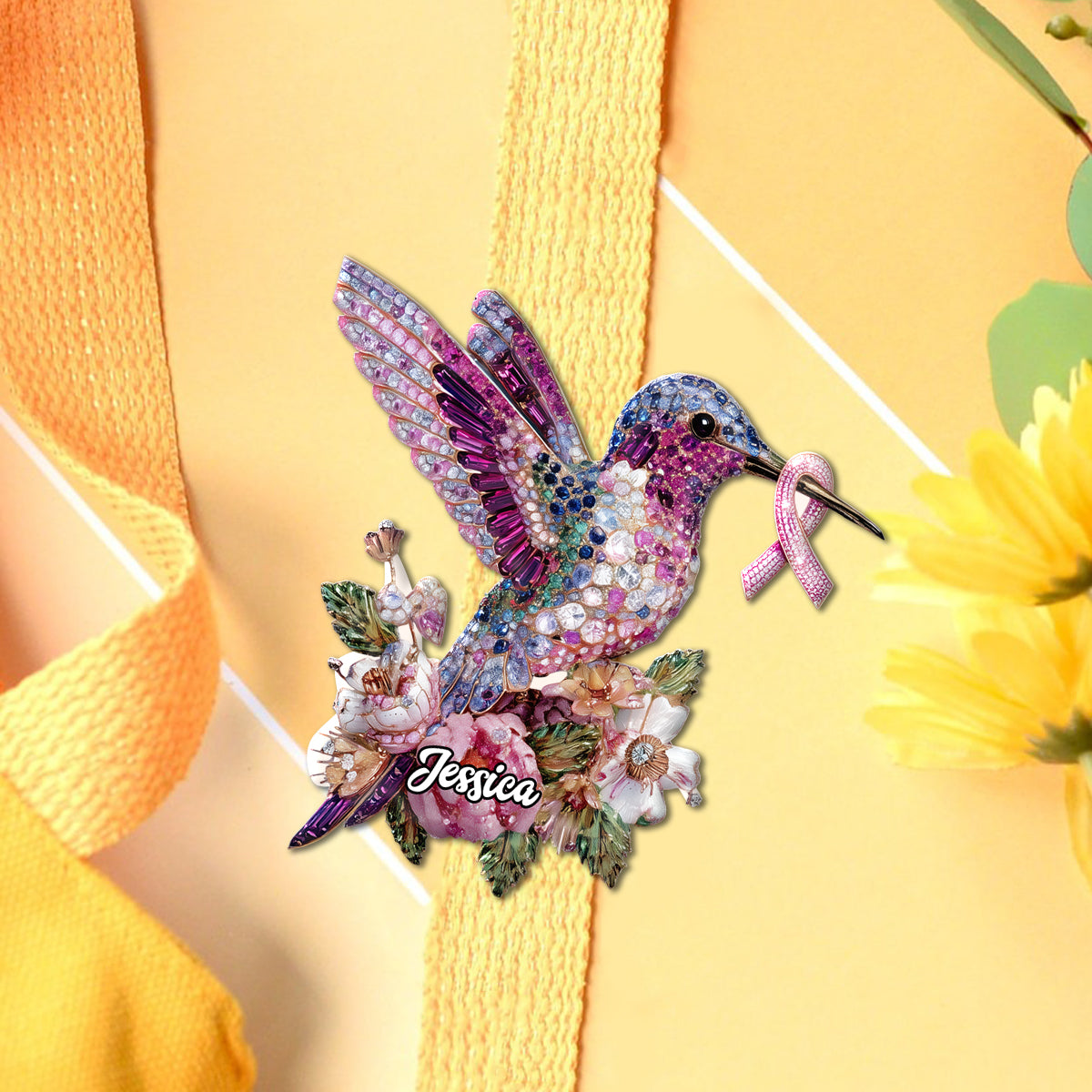 Colibri, symbole de sensibilisation au cancer du sein - Épinglette personnalisée de sensibilisation au cancer du sein