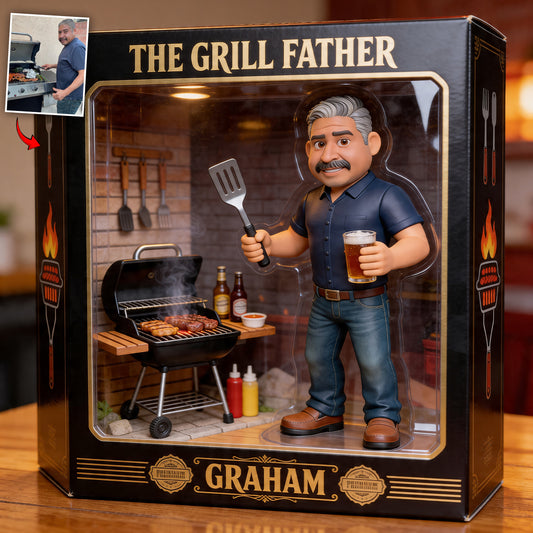 Le Père Grill - Plaque Acrylique Personnalisée en Forme de Père