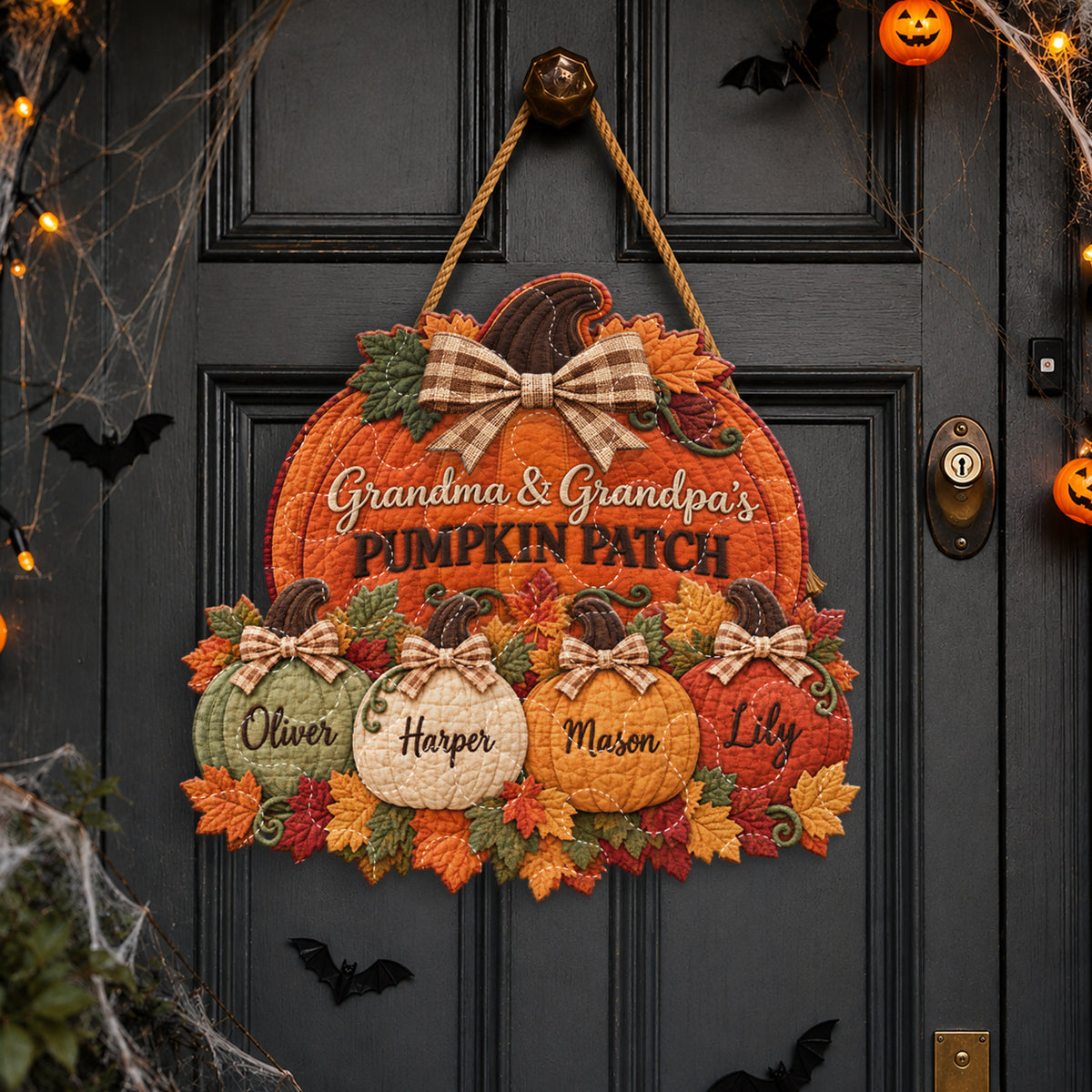 Grandma Grandpa Pumpkin Patch - Personalized Grandma Quilted Door Hanger