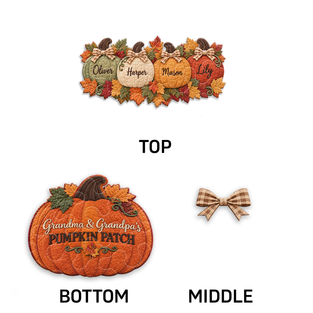 Grandma Grandpa Pumpkin Patch - Personalized Grandma Quilted Door Hanger