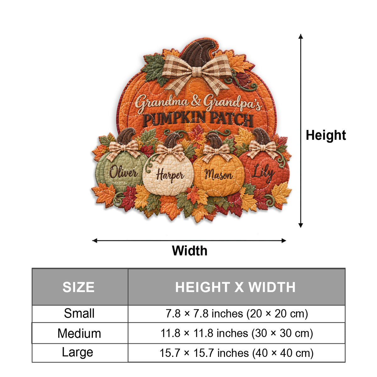 Grandma Grandpa Pumpkin Patch - Personalized Grandma Quilted Door Hanger