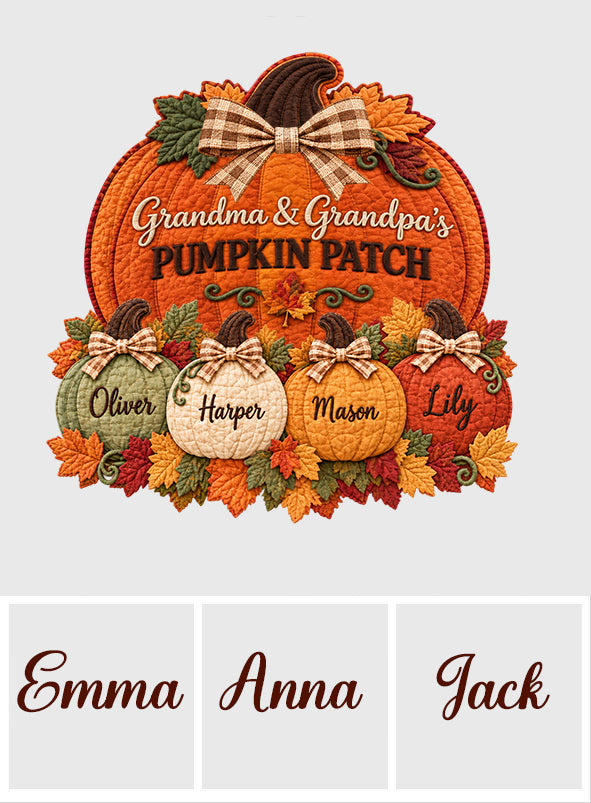Grandma Grandpa Pumpkin Patch - Personalized Grandma Quilted Door Hanger