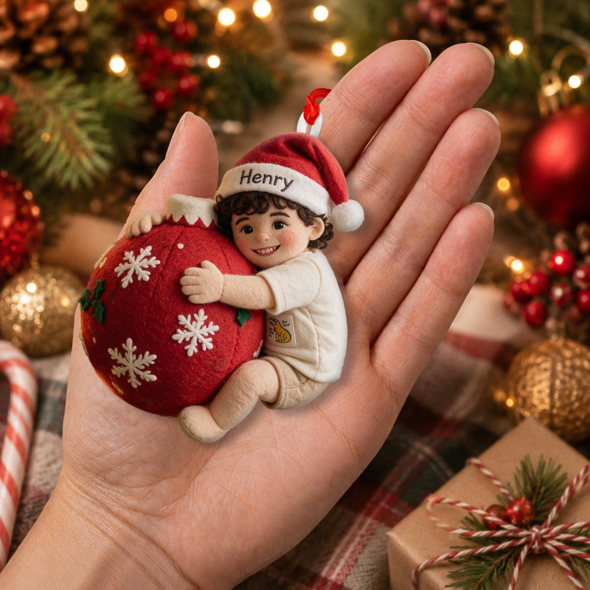 Kleines Weihnachten - Personalisierte Kinder Plüsch Ornament
