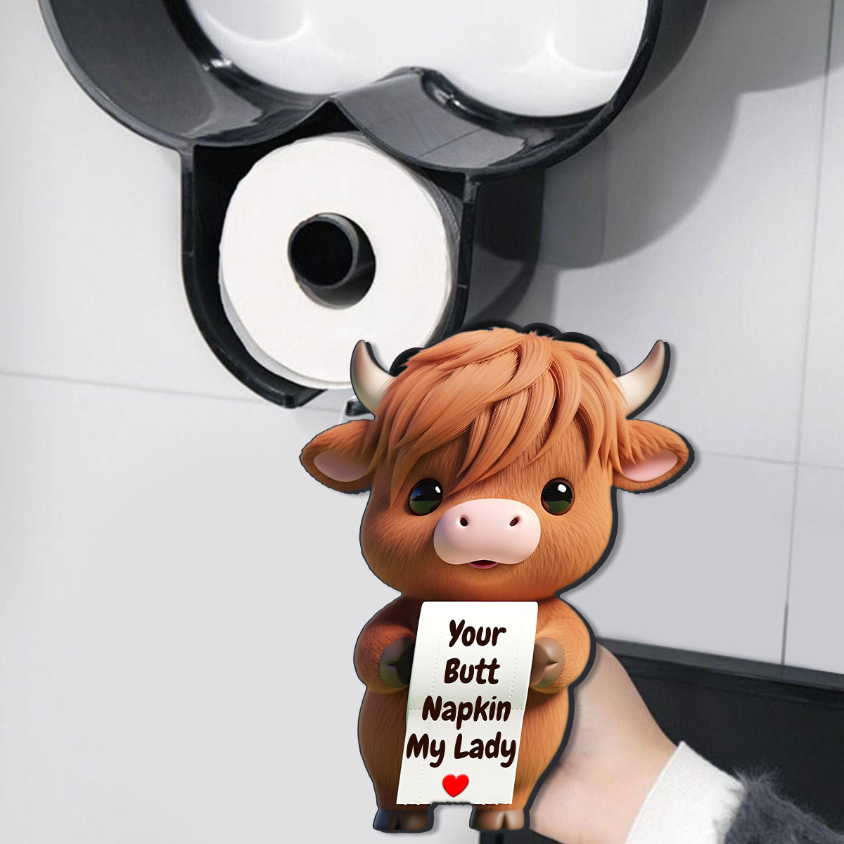 Votre serviette, mon Seigneur, Vache Rigolote - Porte-papier toilette personnalisé en forme de vache des Highlands