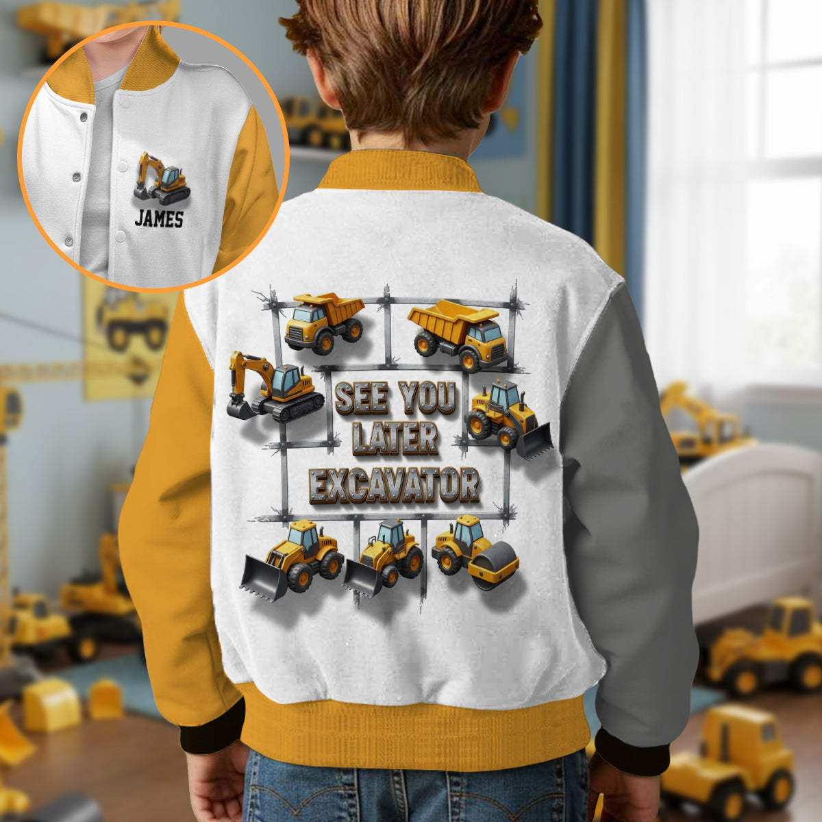 See You Later Excavator - Personalisierte Kinder-Collegejacke