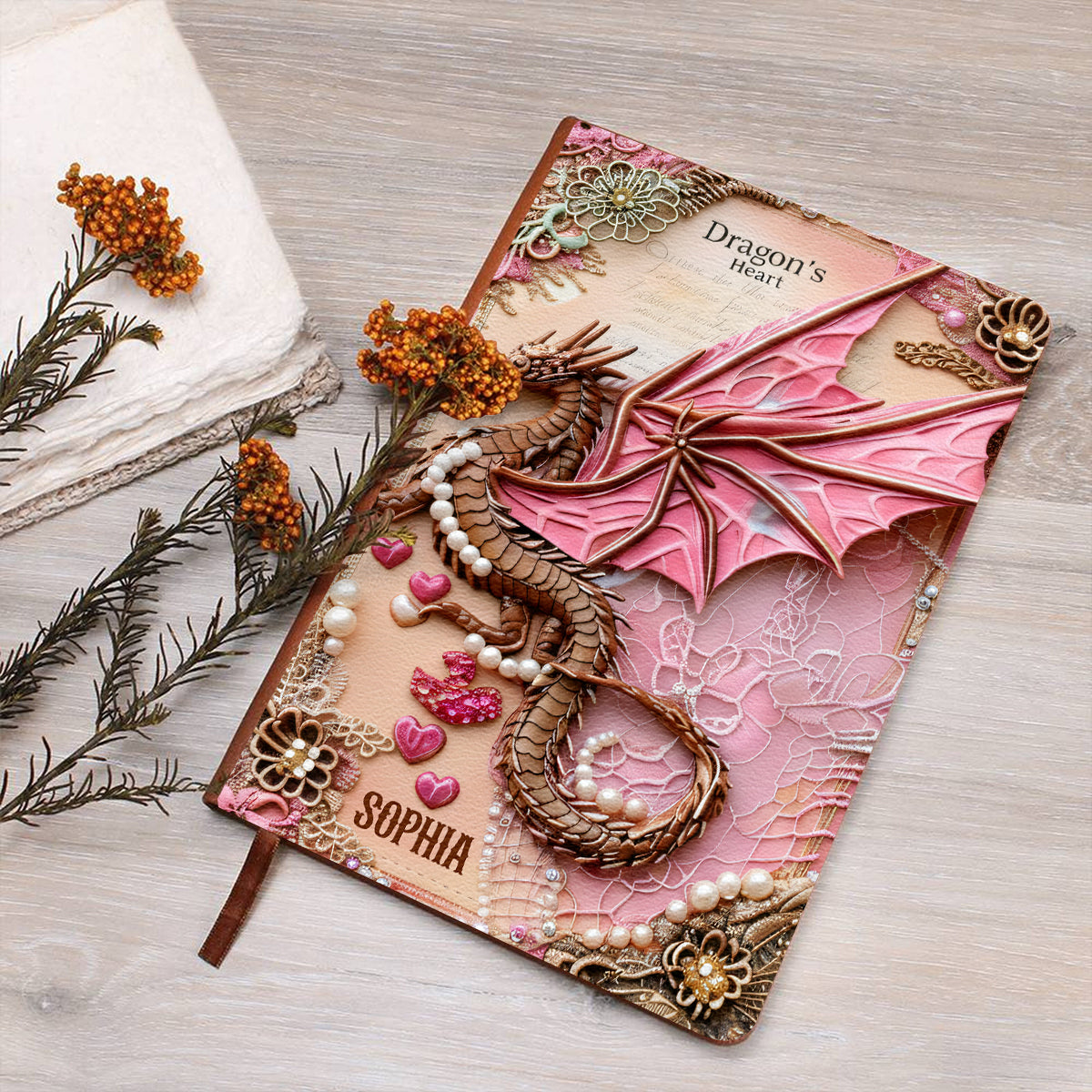 Drachenherz – Personalisiertes Drachen-Lederjournal
