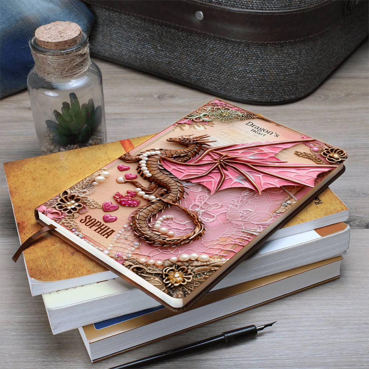 Drachenherz – Personalisiertes Drachen-Lederjournal