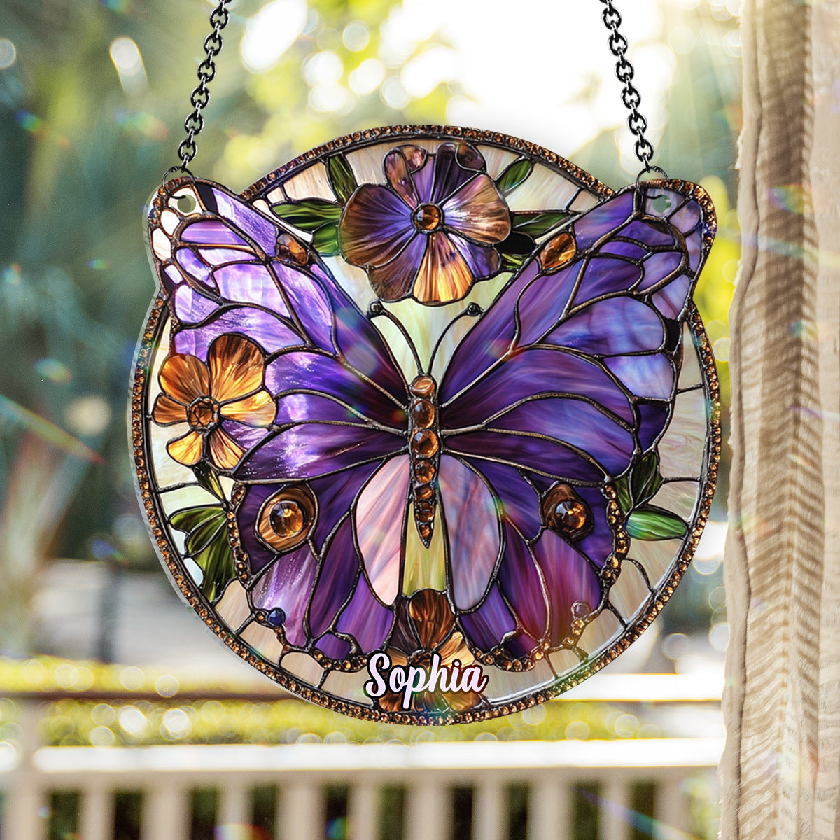 Lila Schmetterling – Personalisierter Schmetterlings-Fensterhänger als Sonnenfänger 