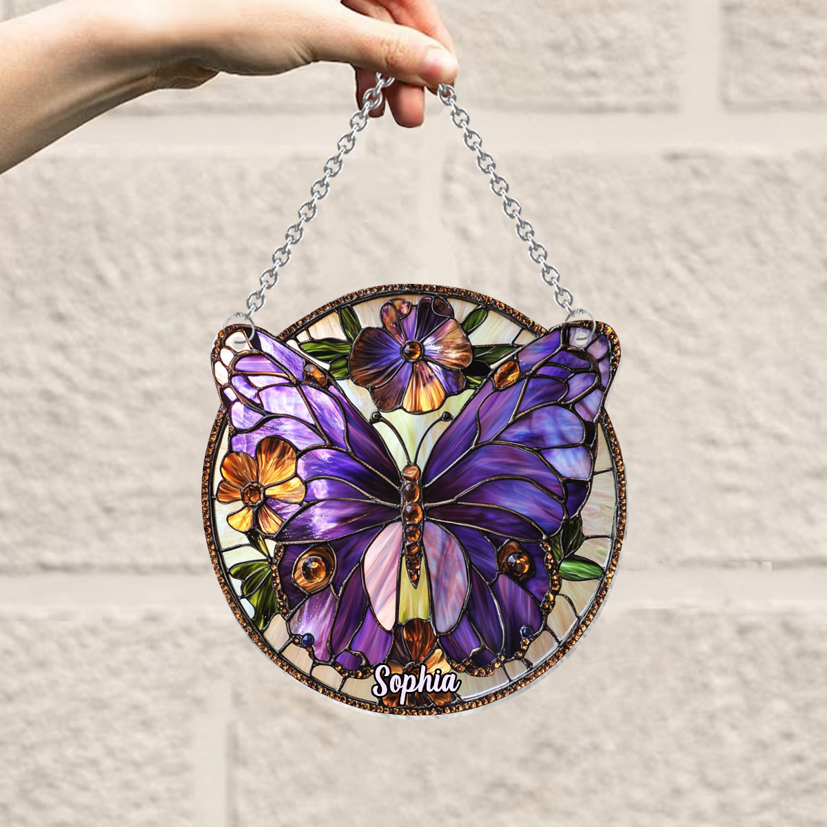 Lila Schmetterling – Personalisierter Schmetterlings-Fensterhänger als Sonnenfänger 