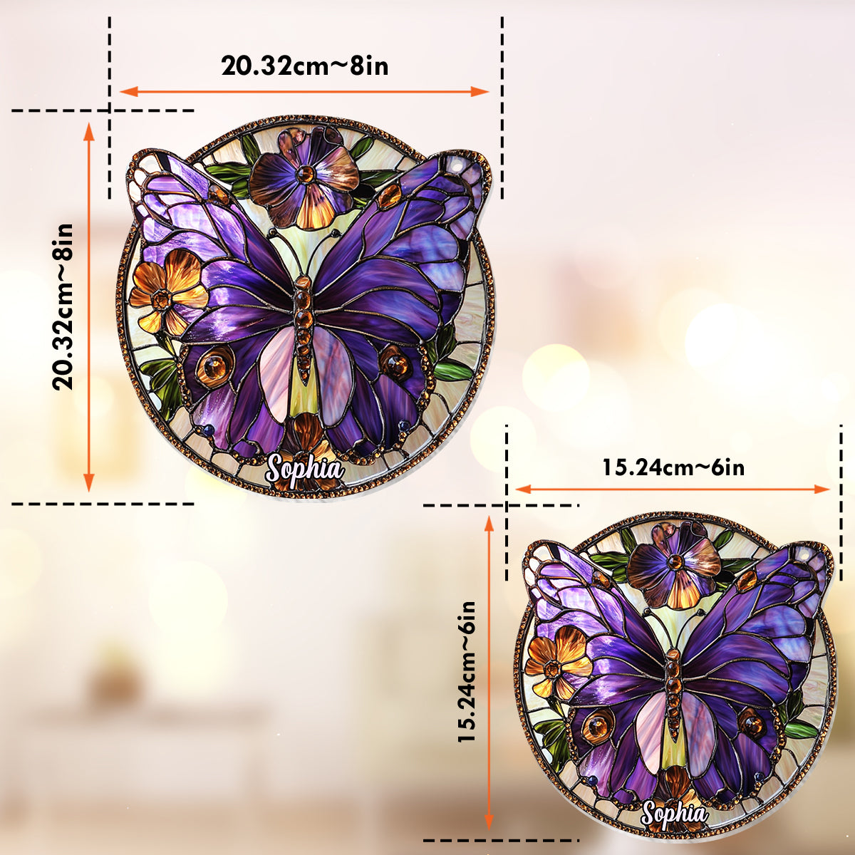 Lila Schmetterling – Personalisierter Schmetterlings-Fensterhänger als Sonnenfänger 