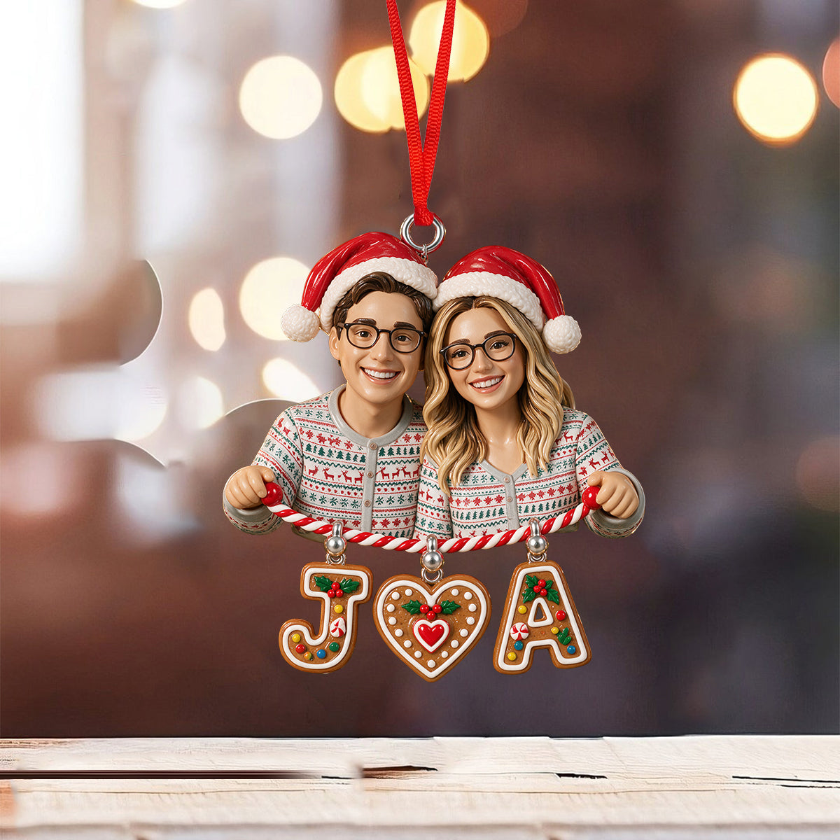 Merry Christmas Couple Gift - Personalized Couple Ornament With Charm