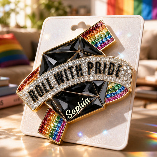 Roll With Pride - Personalisierte LGBT Unterstützung 3D Prägeemblem