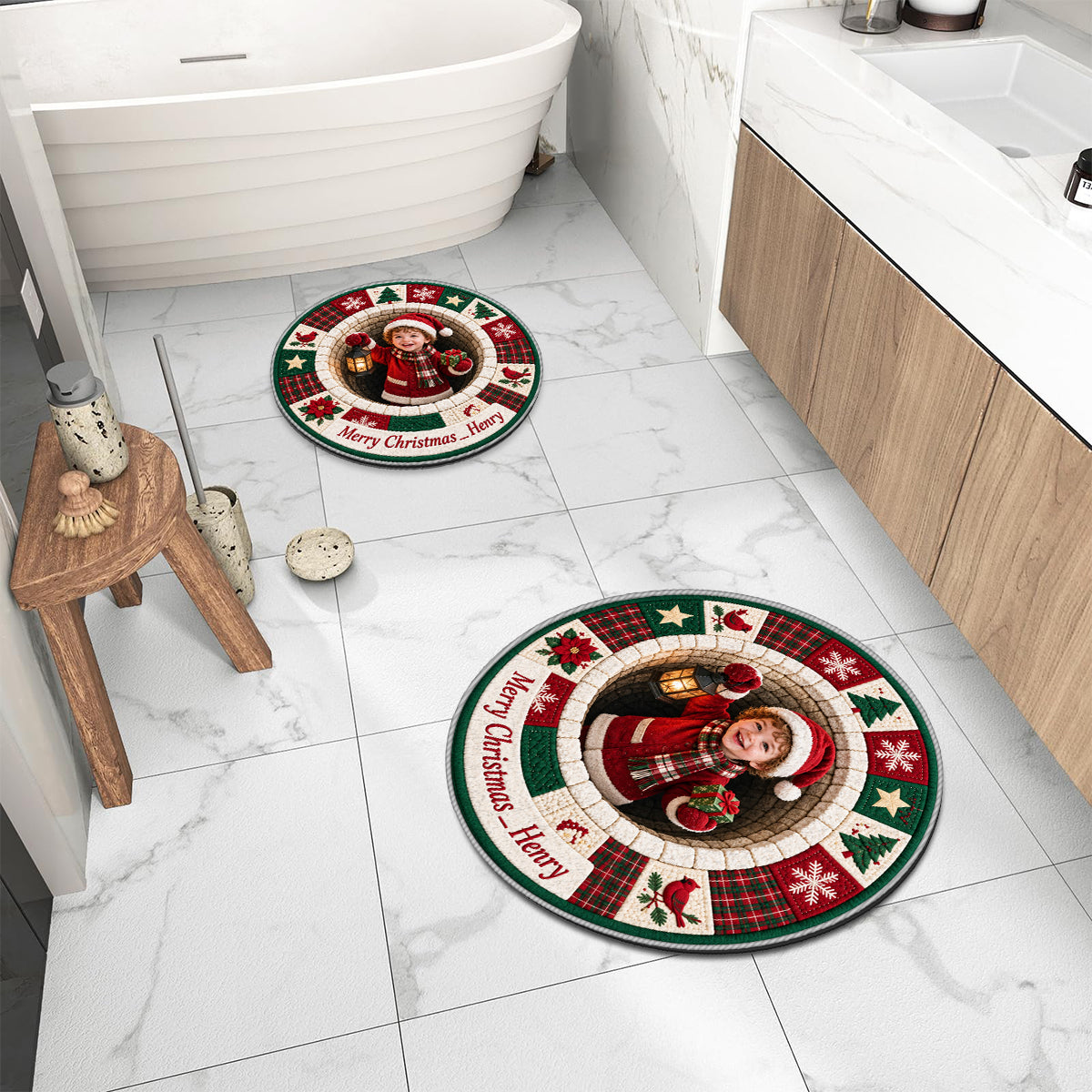 Merry Christmas - Personalized Kid Non-Slip Tufted Rug