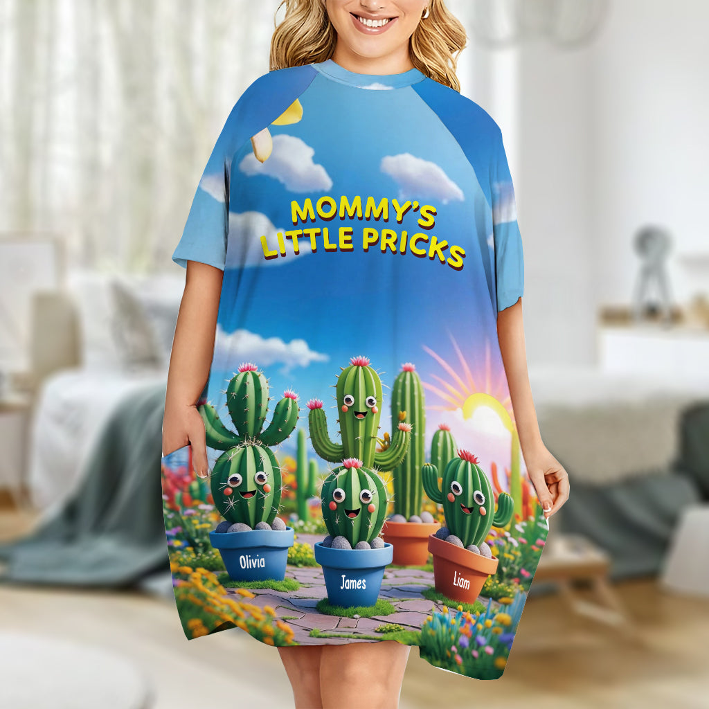 Mom's Little Pricks - Personalized Mother Sleep T-shirt Dress