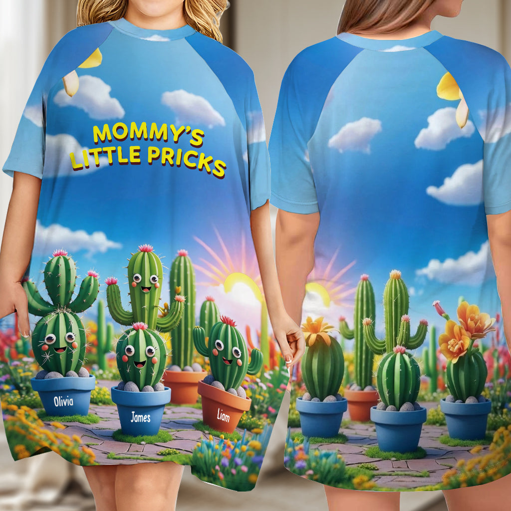 Mom's Little Pricks - Personalized Mother Sleep T-shirt Dress