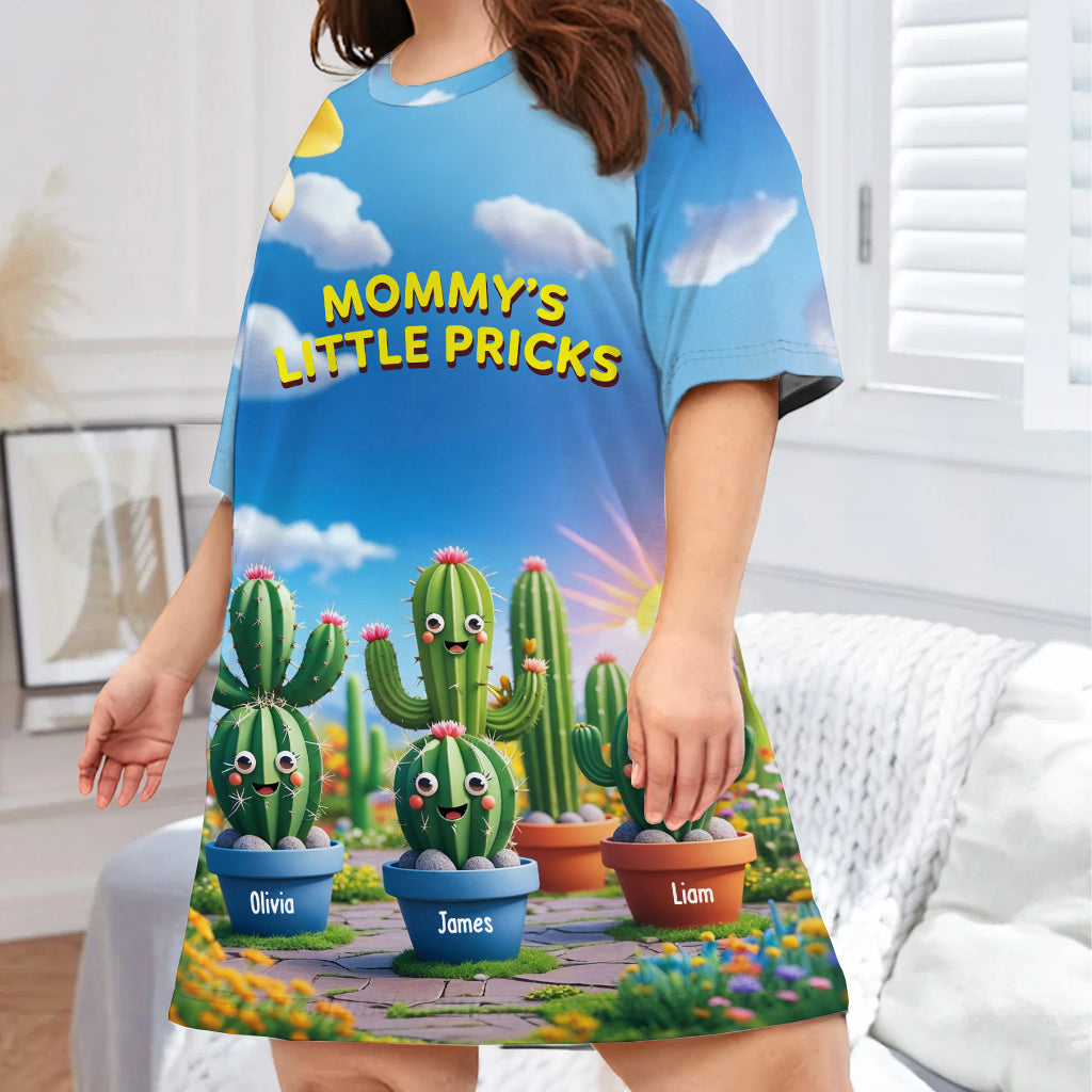 Mom's Little Pricks - Personalized Mother Sleep T-shirt Dress