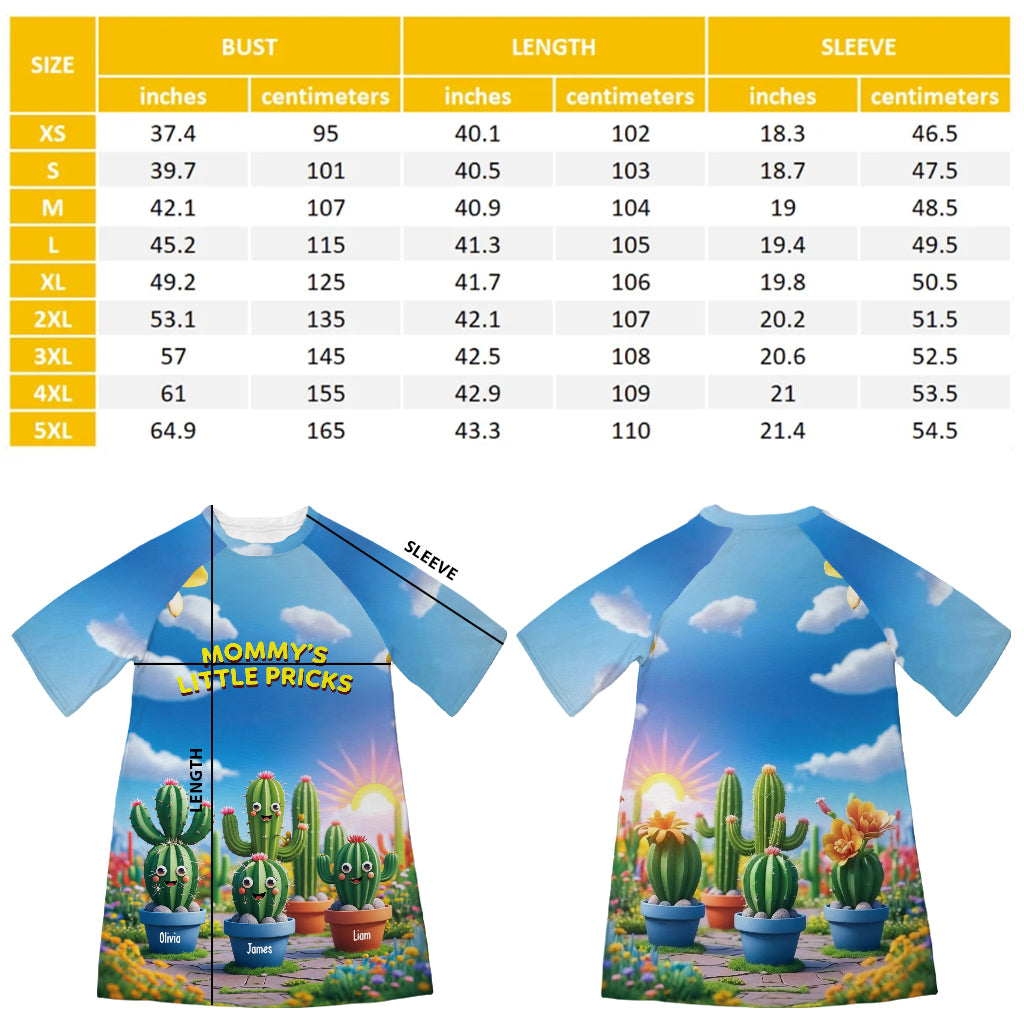 Mom's Little Pricks - Personalized Mother Sleep T-shirt Dress