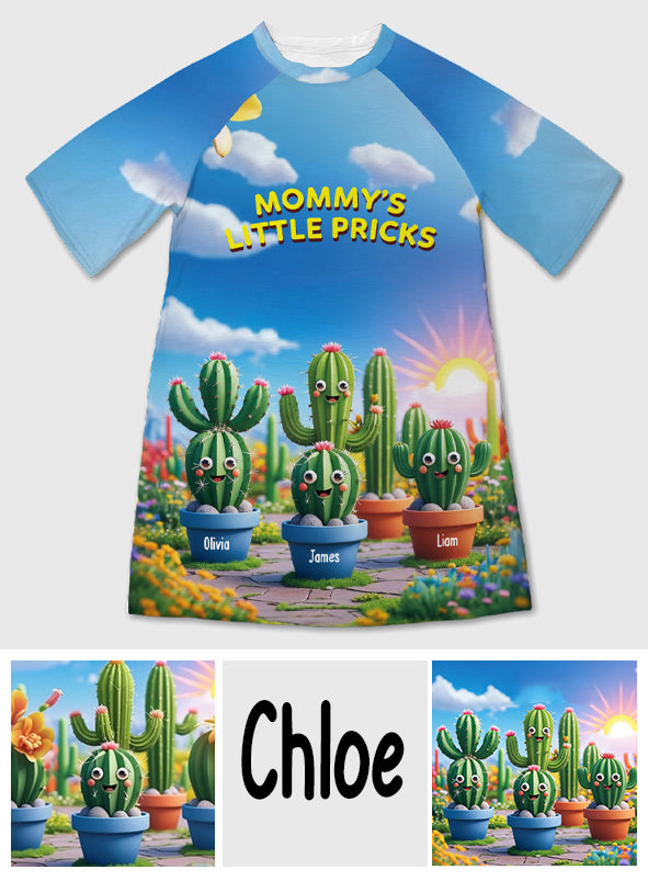 Mom's Little Pricks - Personalized Mother Sleep T-shirt Dress