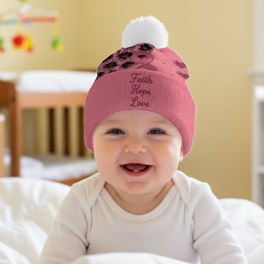 Foi Espoir Amour - Bonnet Personnalisé de Sensibilisation au Cancer du Sein