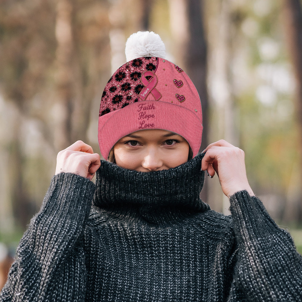 Foi Espoir Amour - Bonnet Personnalisé de Sensibilisation au Cancer du Sein