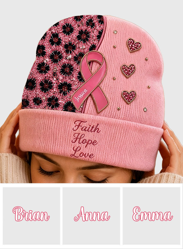 Foi Espoir Amour - Bonnet Personnalisé de Sensibilisation au Cancer du Sein