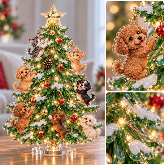 Merry Furry Christmas - Personalized Dog Light Up Standee With Charms